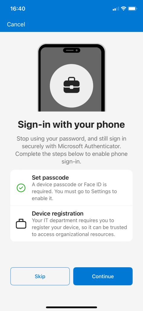 register account for authenticator login