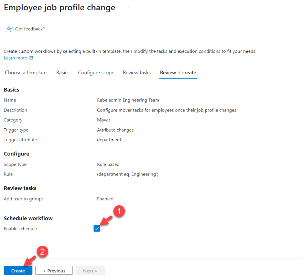 Entra ID lifecycle workflow config summary