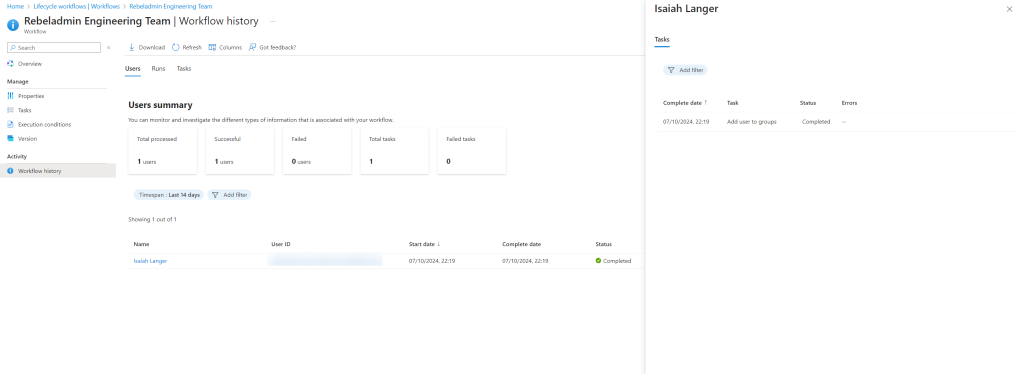 processed Entra ID Lifecycle Workflow 