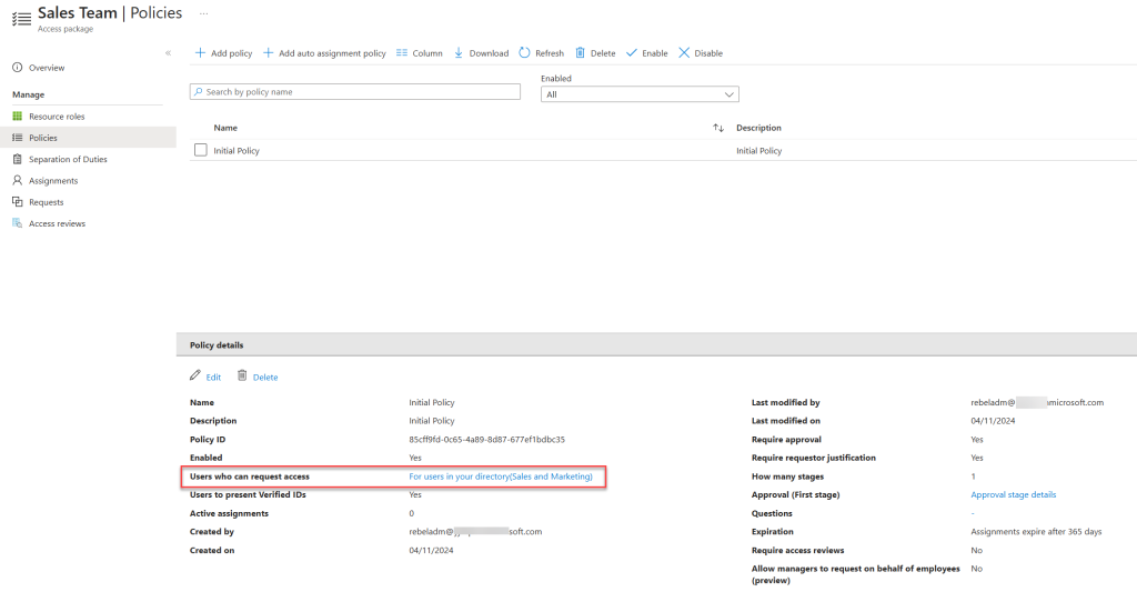 Entra ID Entitlement Management Access Package target